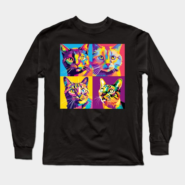 Javanese Cat Pop Art - Cat Lover Gift Long Sleeve T-Shirt by PawPopArt